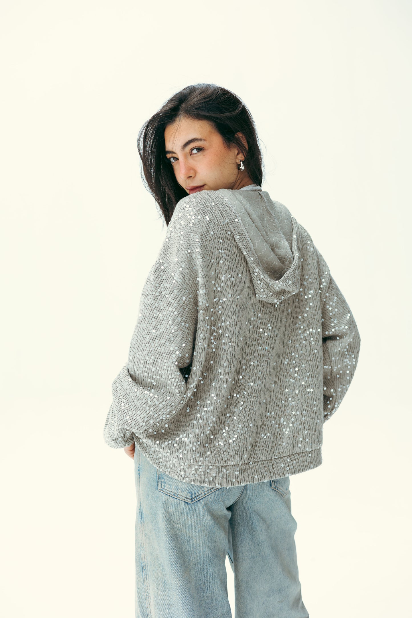 Sequin Statement Jacket in grey