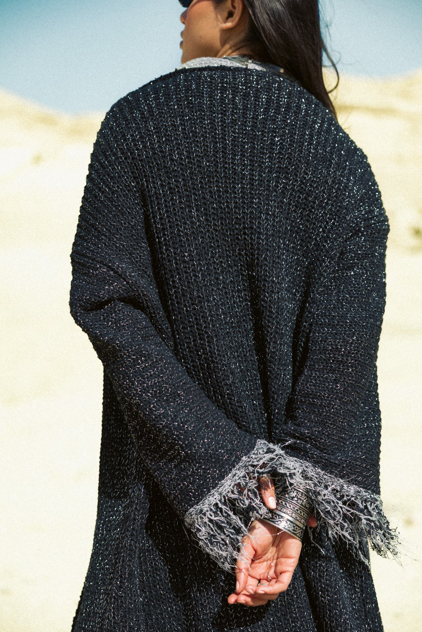 Duo knit Kaftan in black