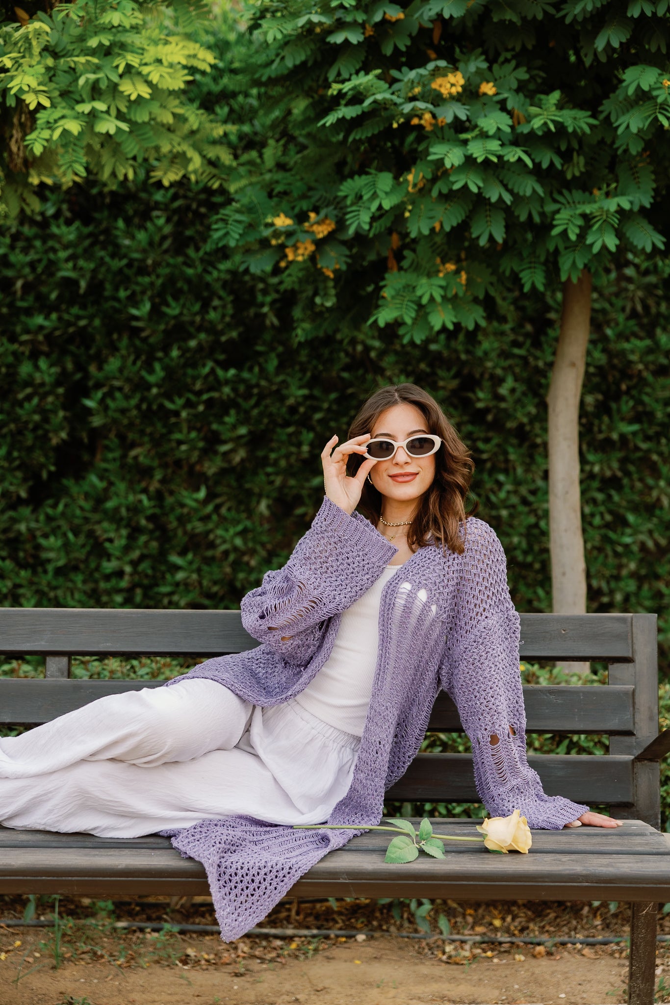 SeaSide Cardigan in Lavender with Sliver Strings