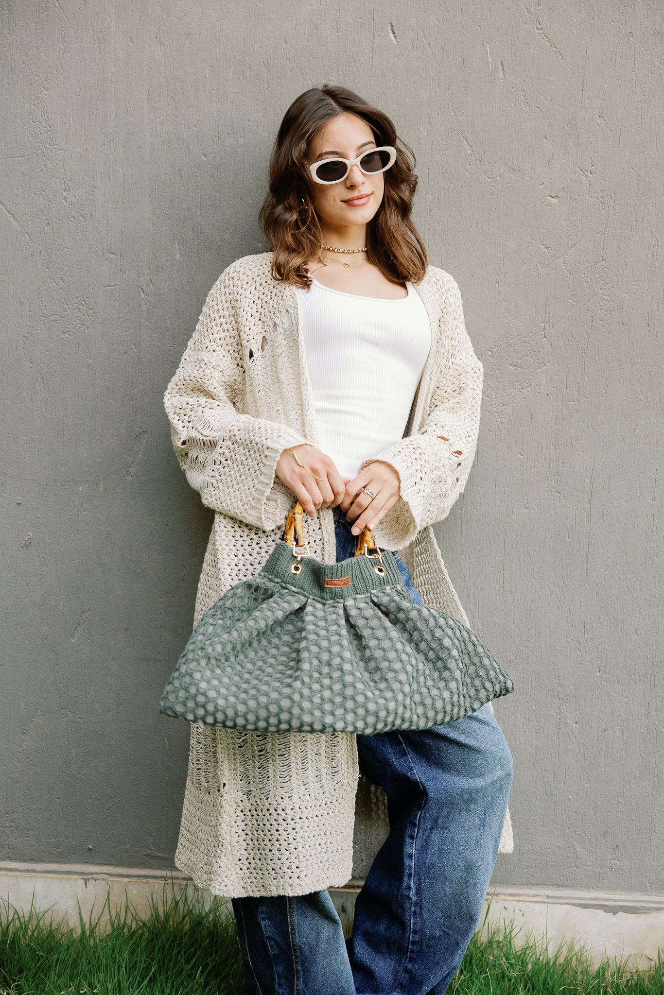 Weave bag in Olive
