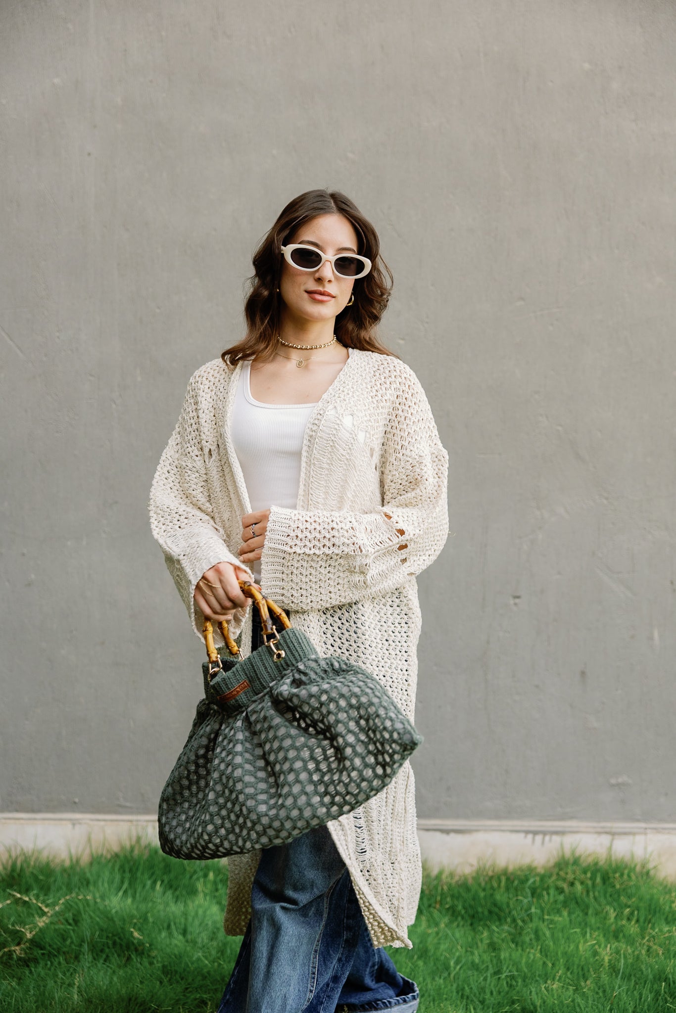 Weave bag in Olive