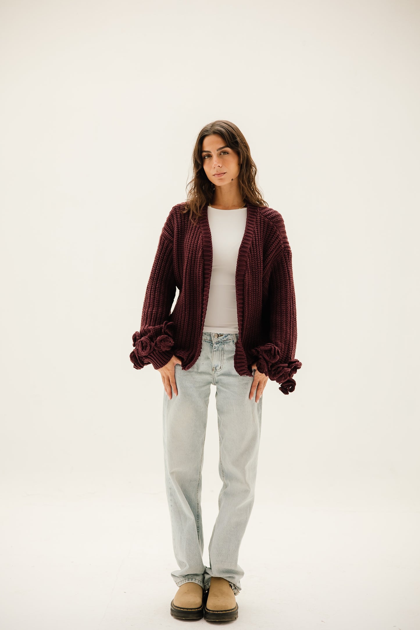 Floral Cardigan in Burgundy