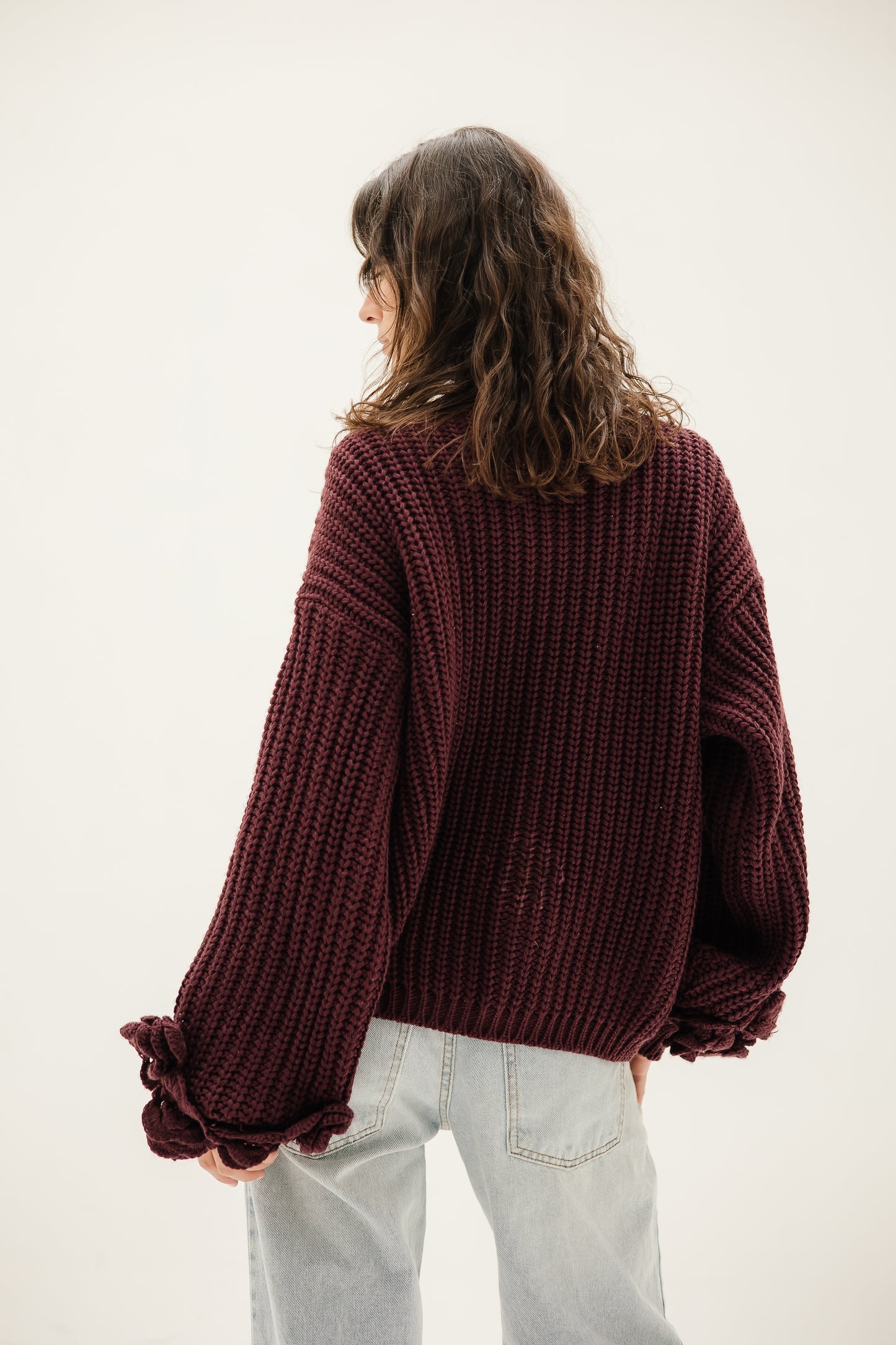 Floral Cardigan in Burgundy