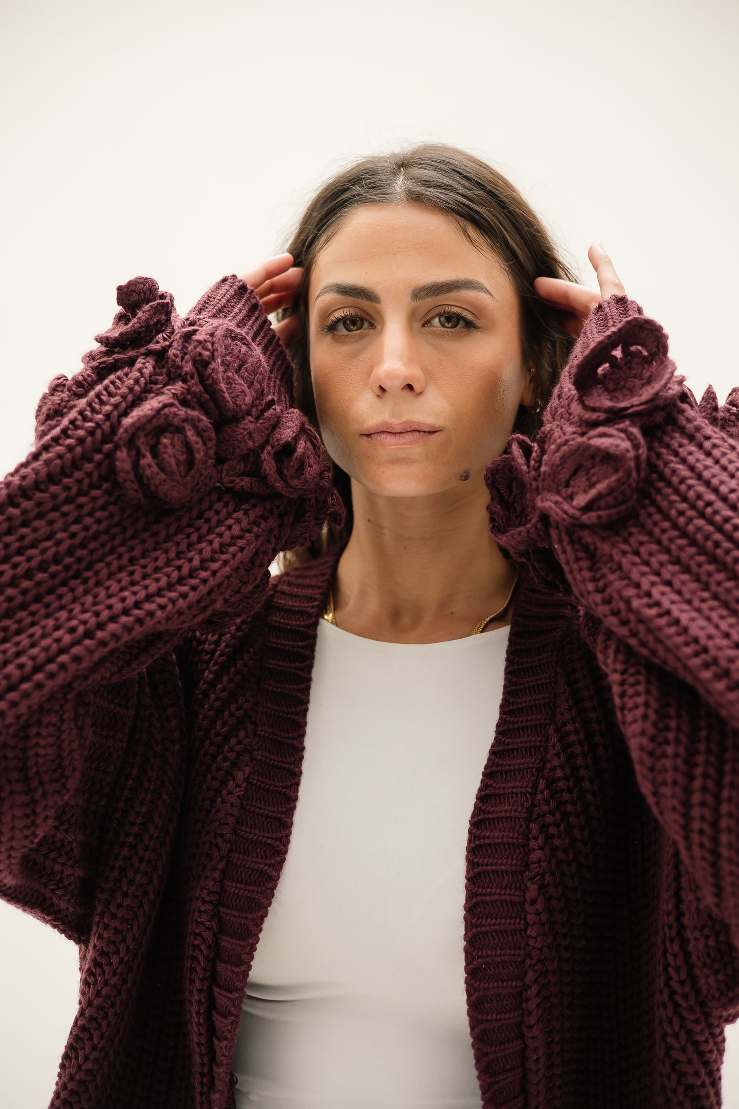 Floral Cardigan in Burgundy