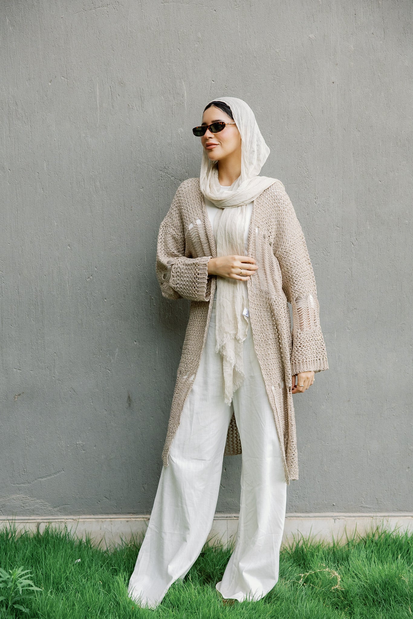 SeaSide Cardigan in Café with Gold Strings