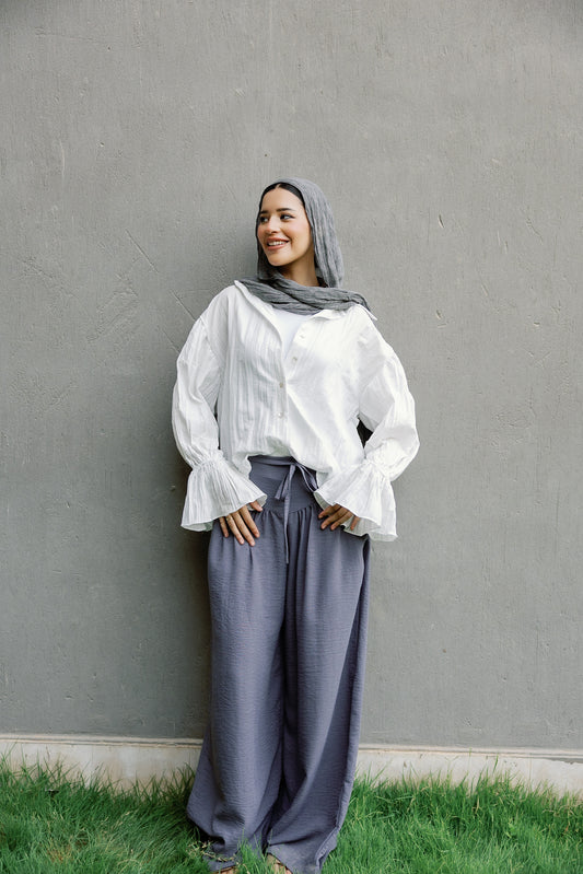 Shimmery ripple shirt in White