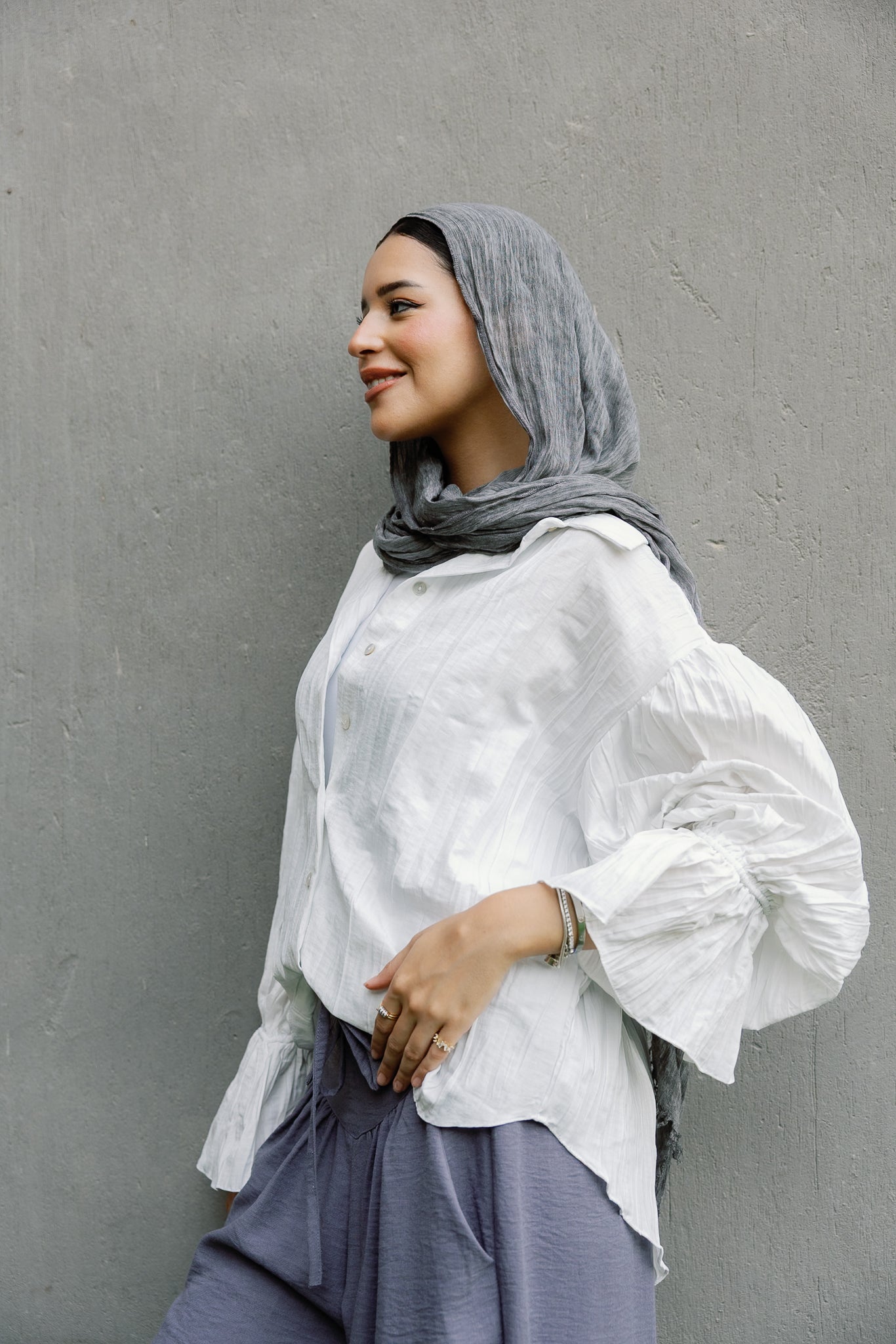 Shimmery ripple shirt in White