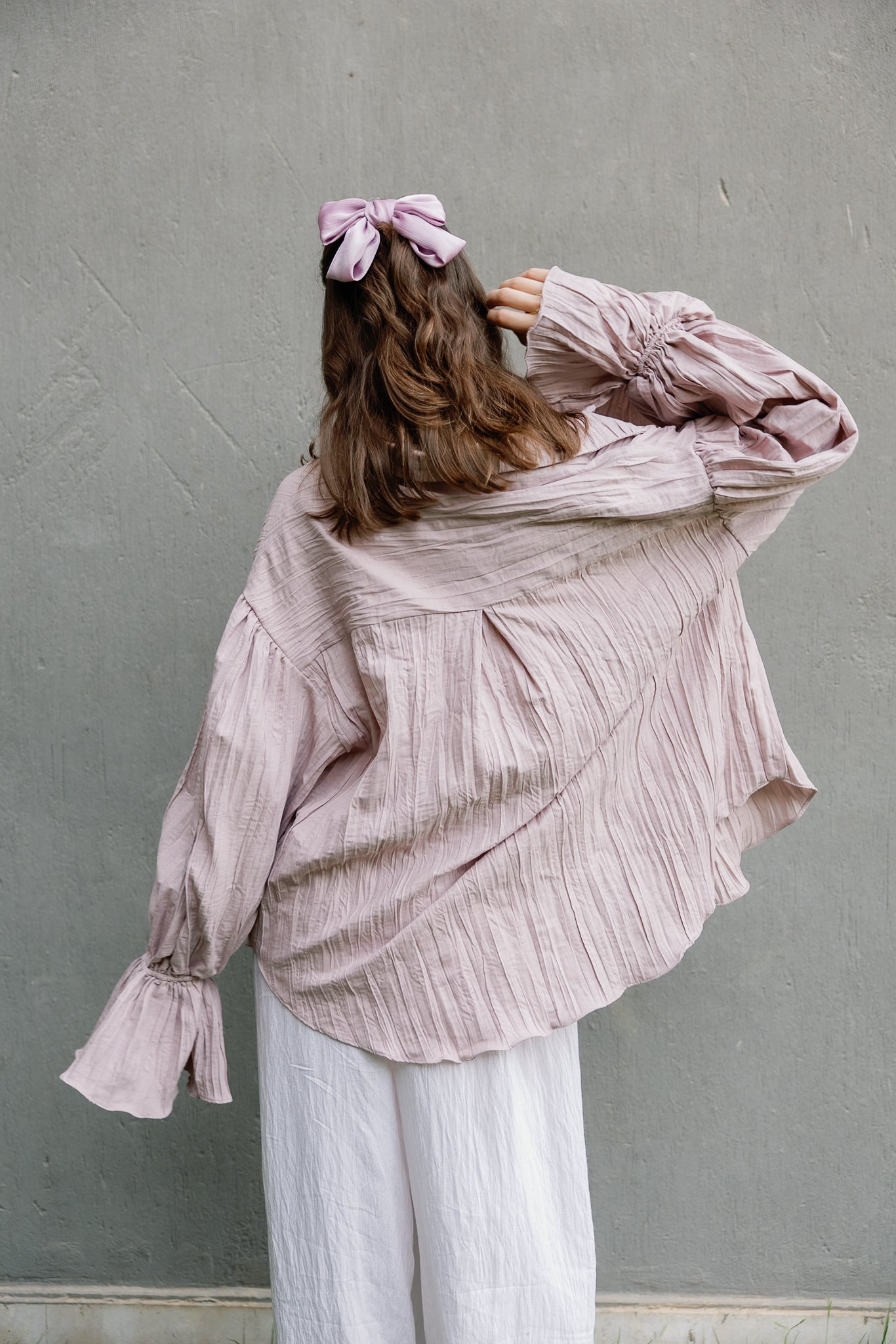Shimmery ripple shirt in Pink