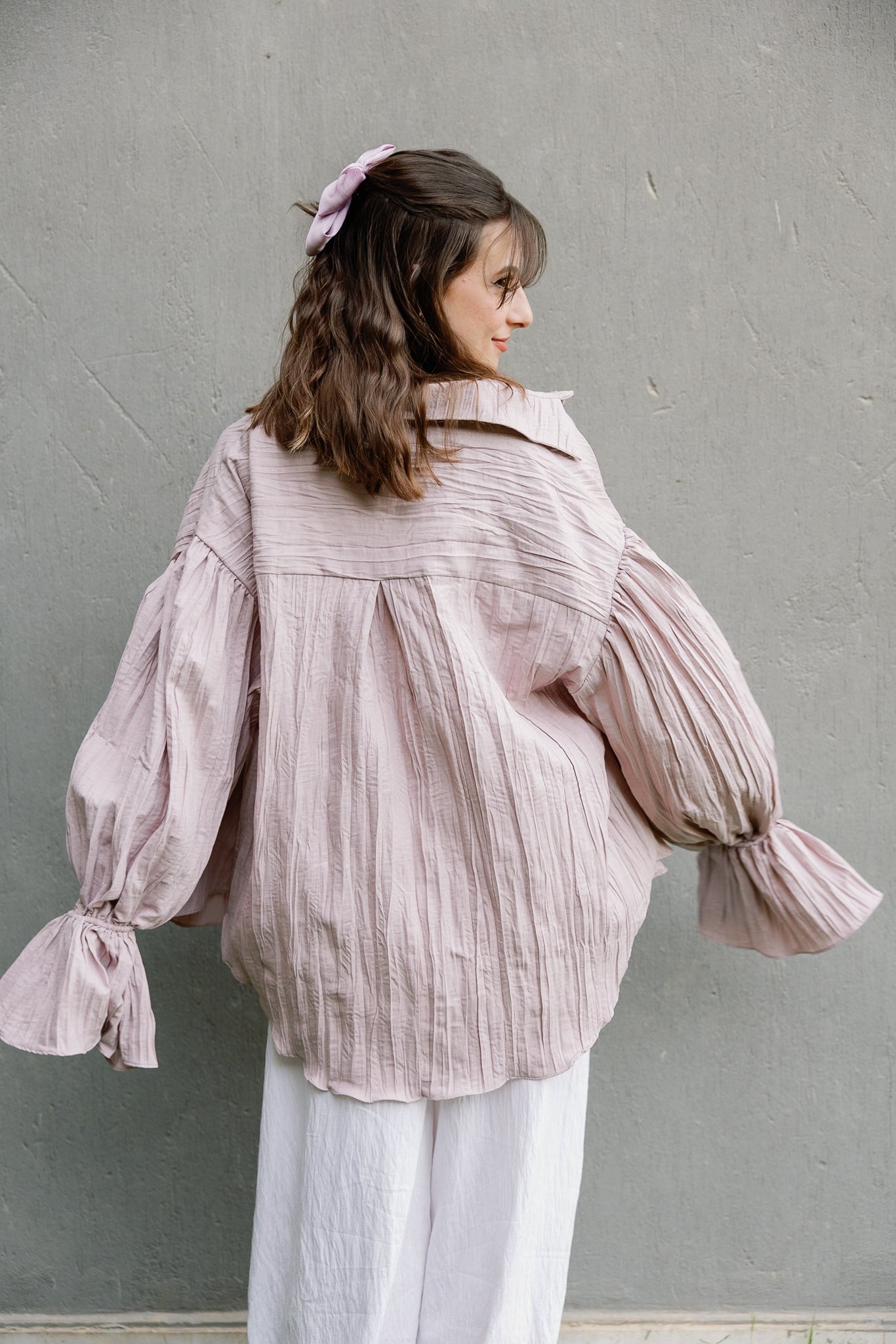 Shimmery ripple shirt in Pink