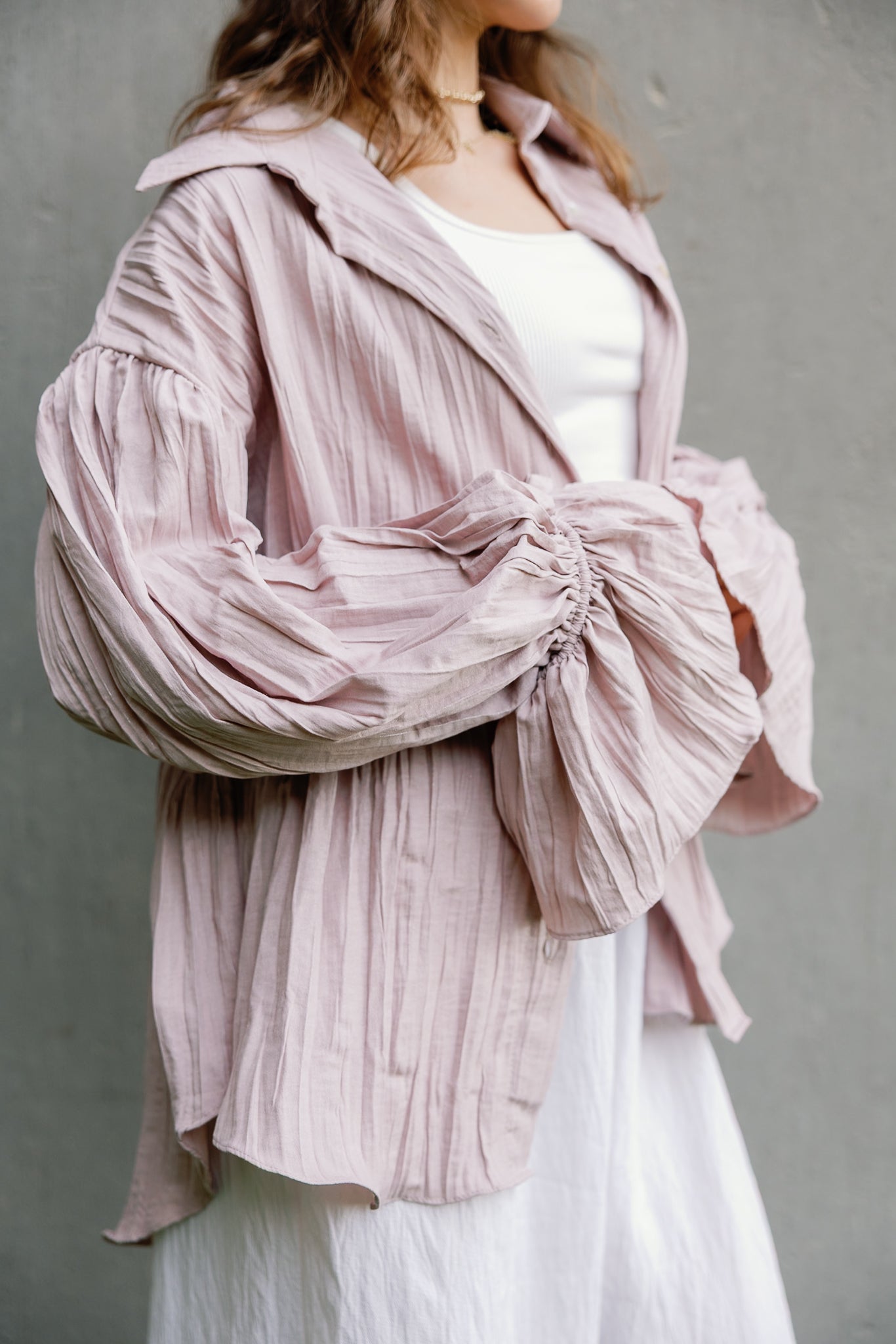Shimmery ripple shirt in Pink