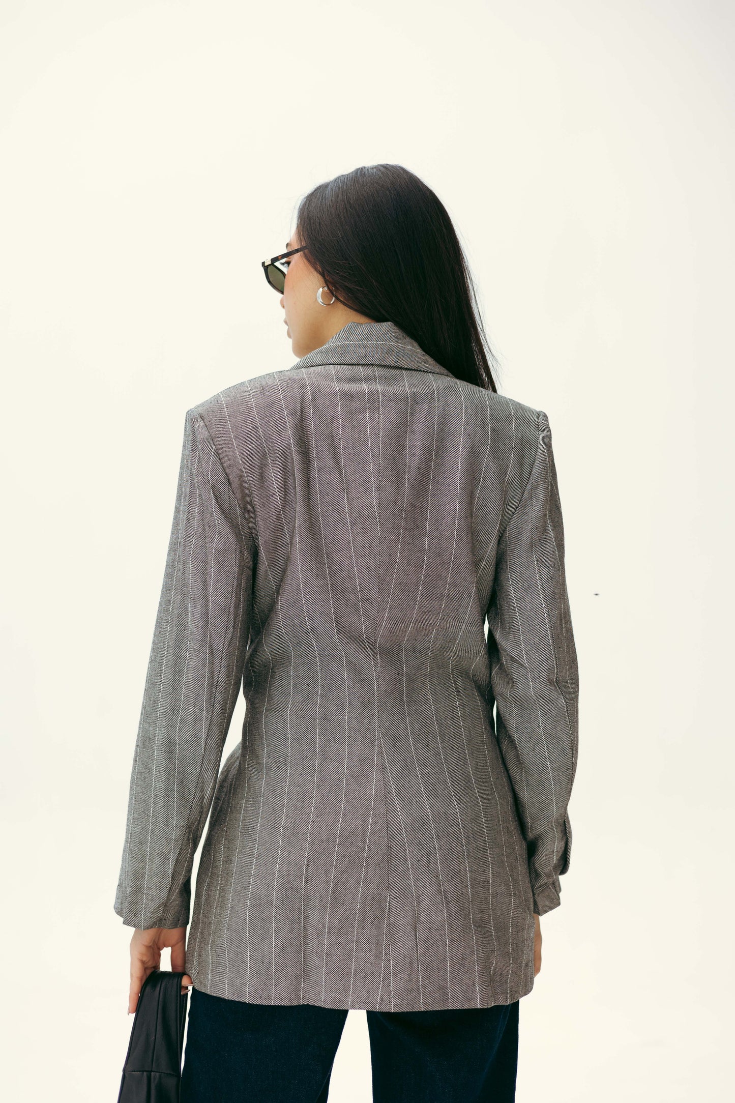 Side Lace up Blazer in grey