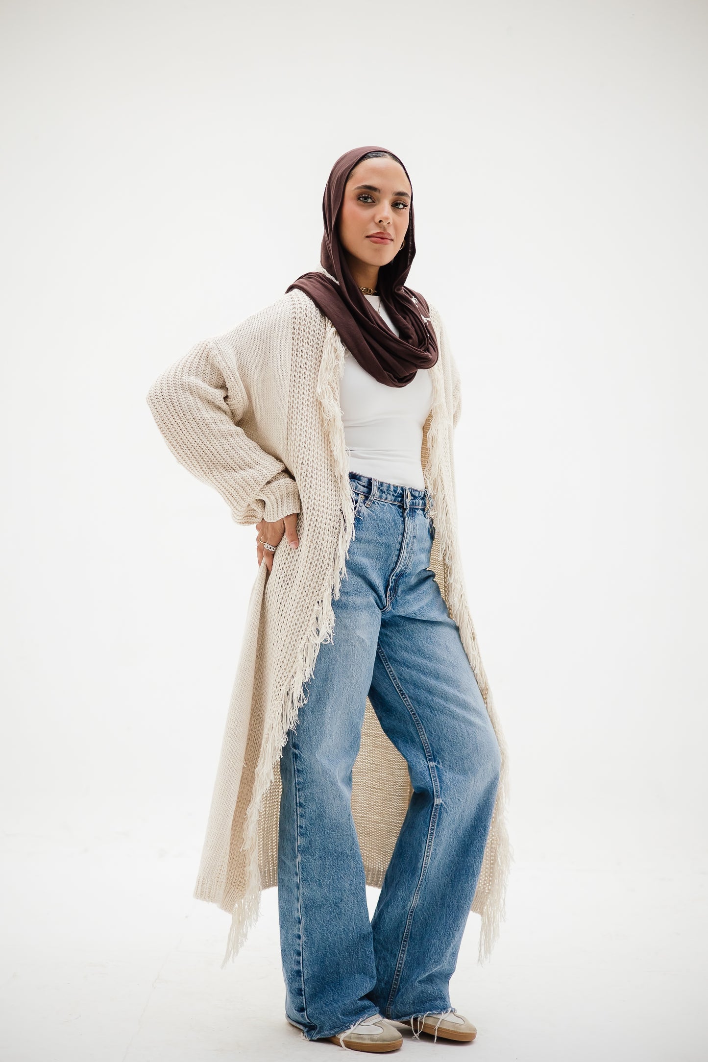Free Spirit Fringe Cardigan in Offwhite