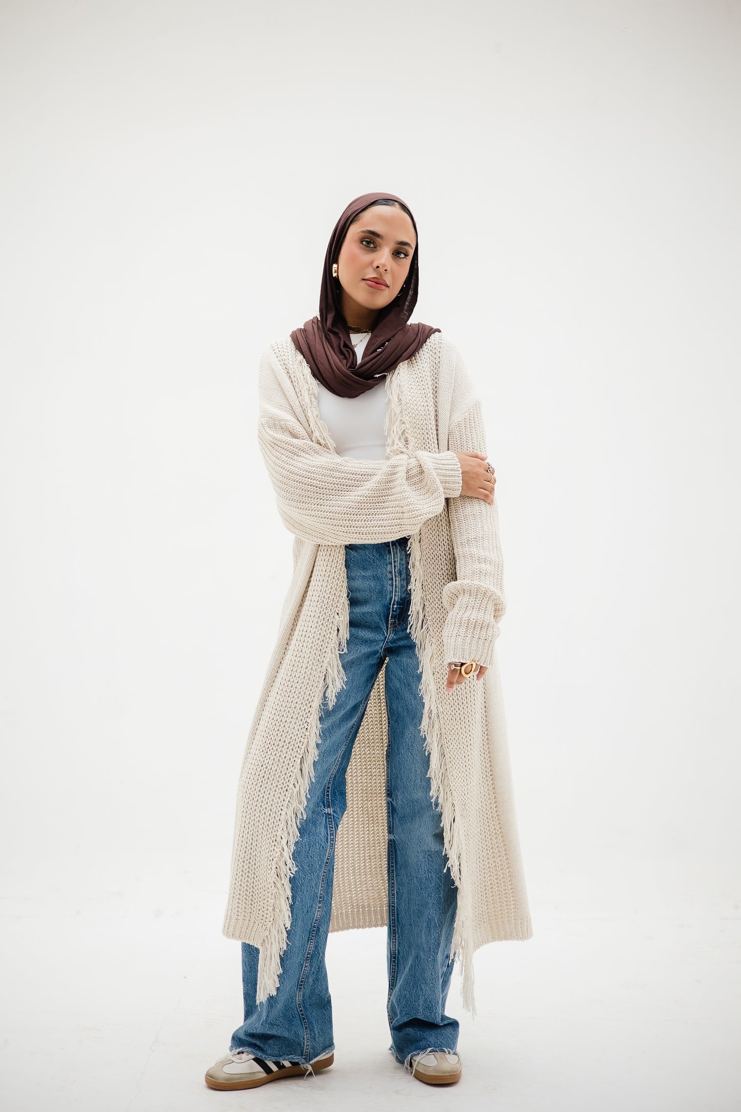 Free Spirit Fringe Cardigan in Offwhite