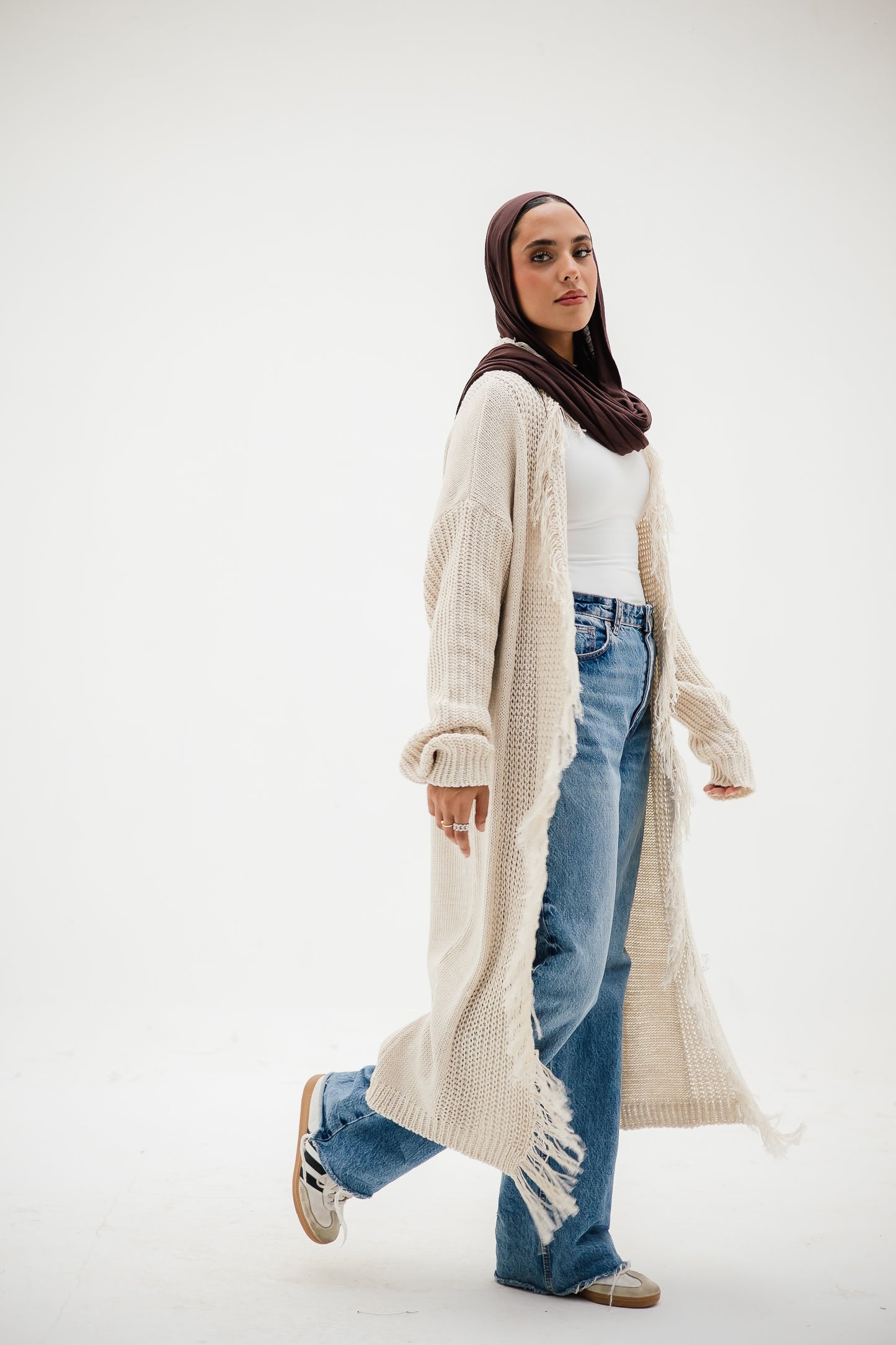 Free Spirit Fringe Cardigan in Offwhite