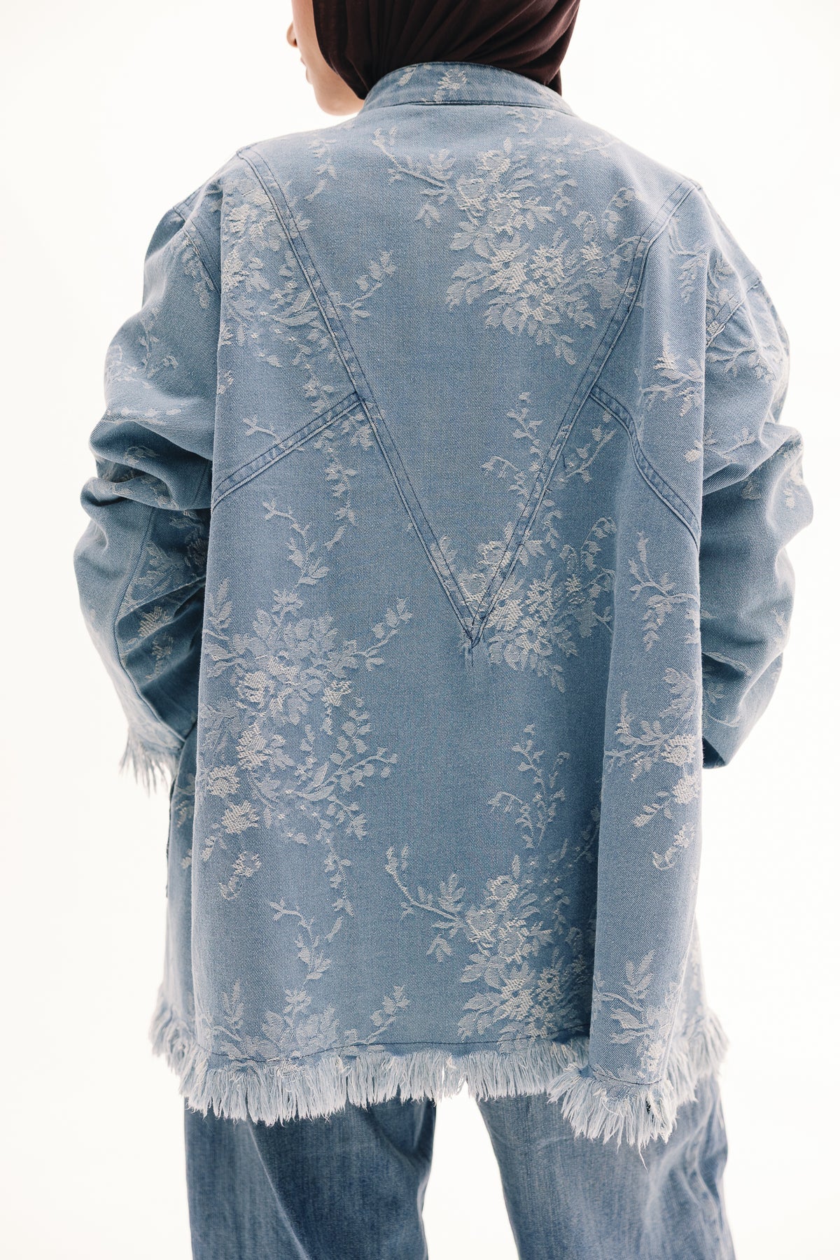 Floral denim jacket