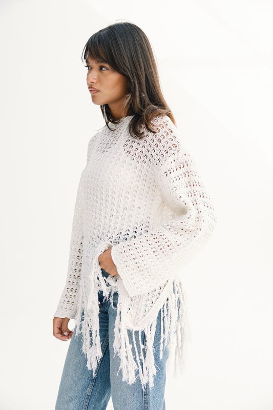 Fall Knit Top in Offwhite