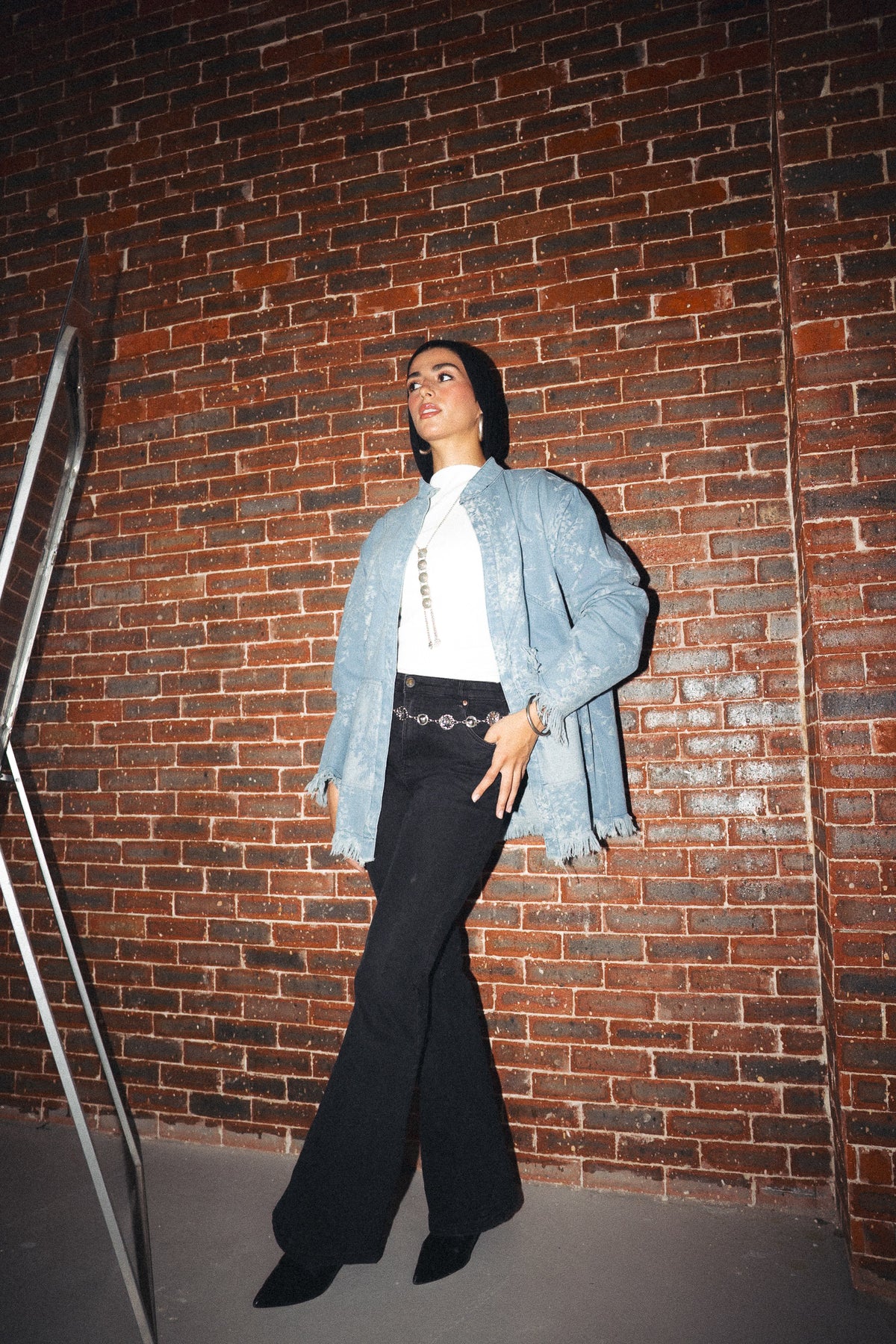 Floral denim jacket