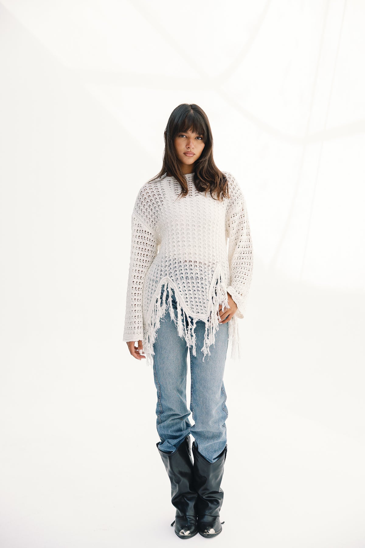 Fall Knit Top in Offwhite