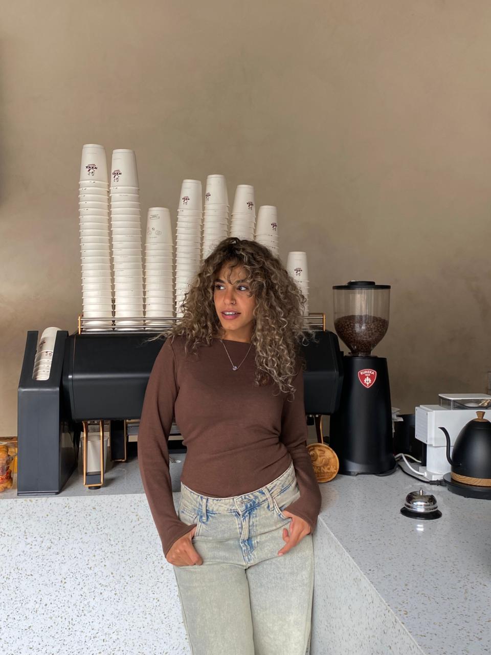long sleeves basic top in brown