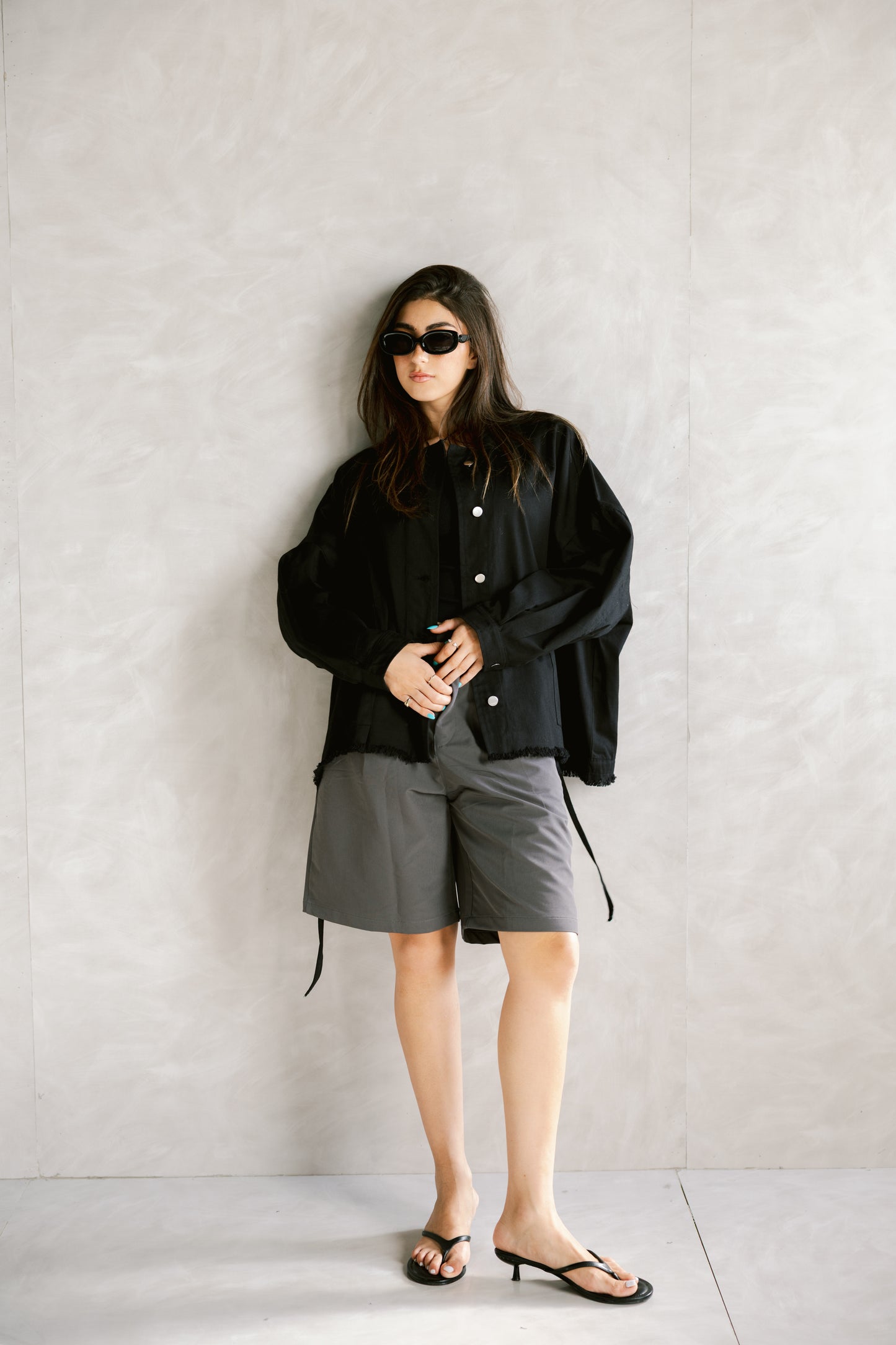 Gabardine jacket in Black