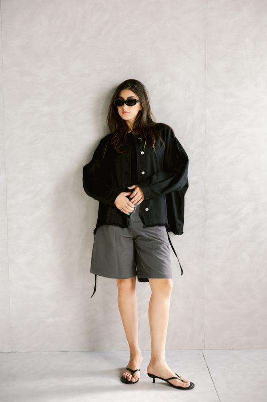Gabardine jacket in Black