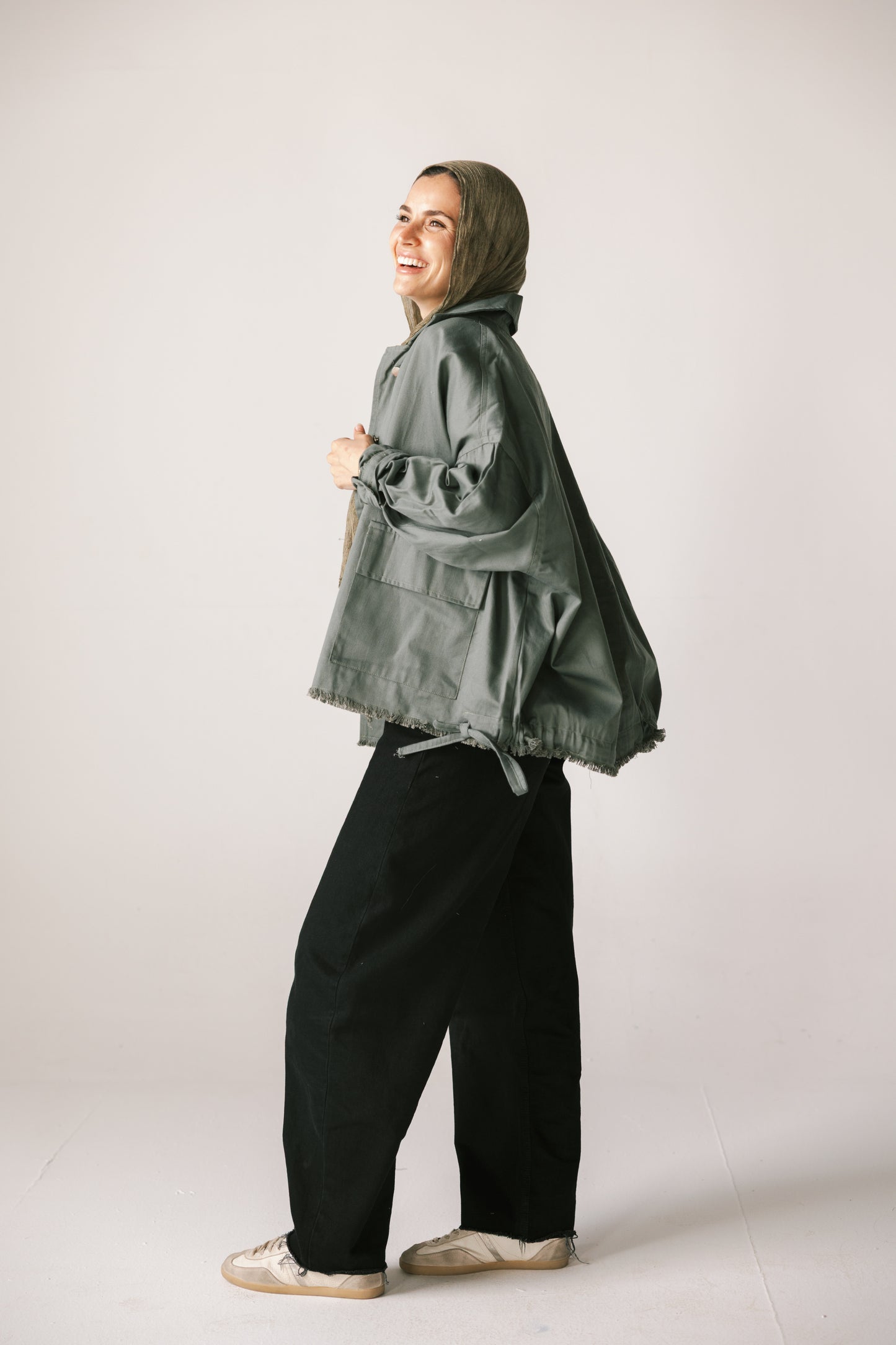 Gabardine jacket in Olive