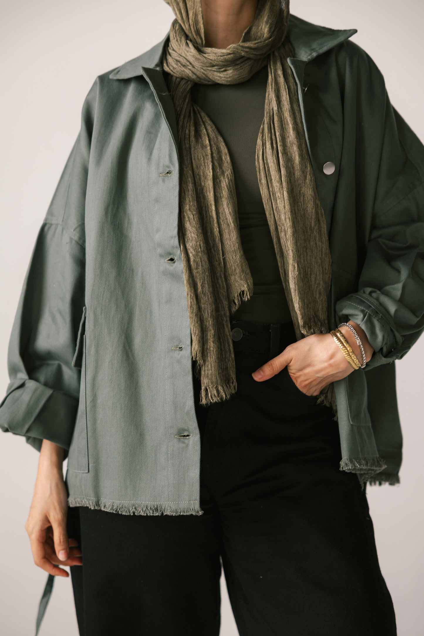Gabardine jacket in Olive