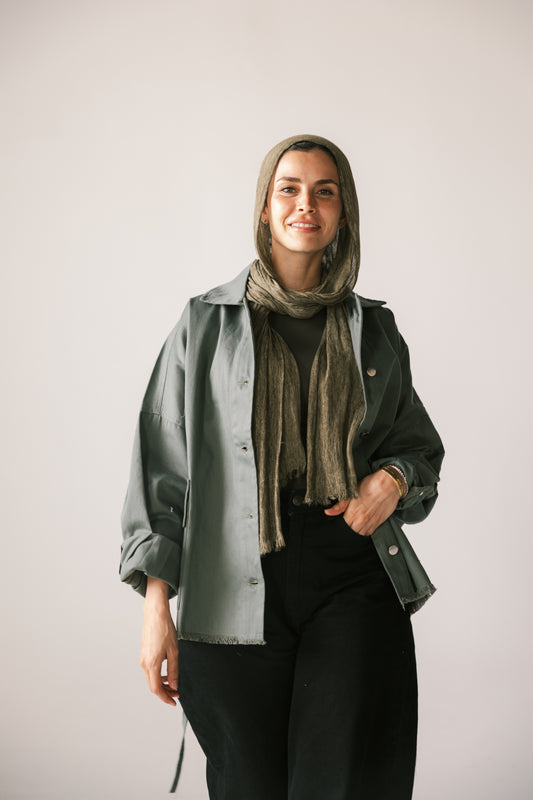 Gabardine jacket in Olive