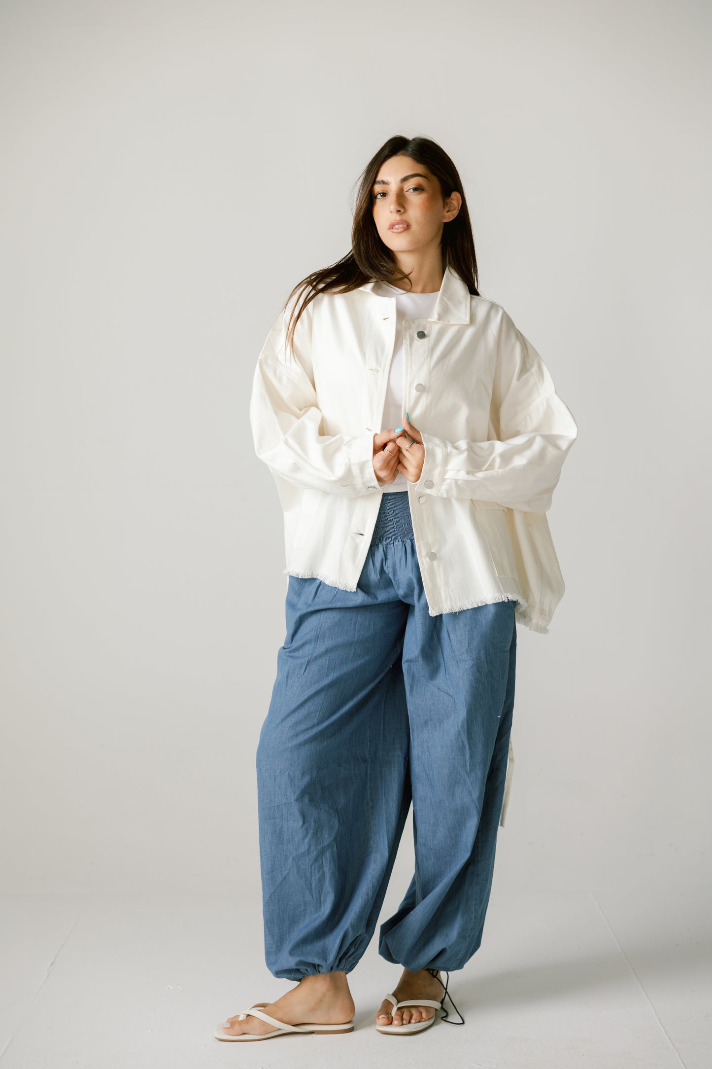 Gabardine jacket in white