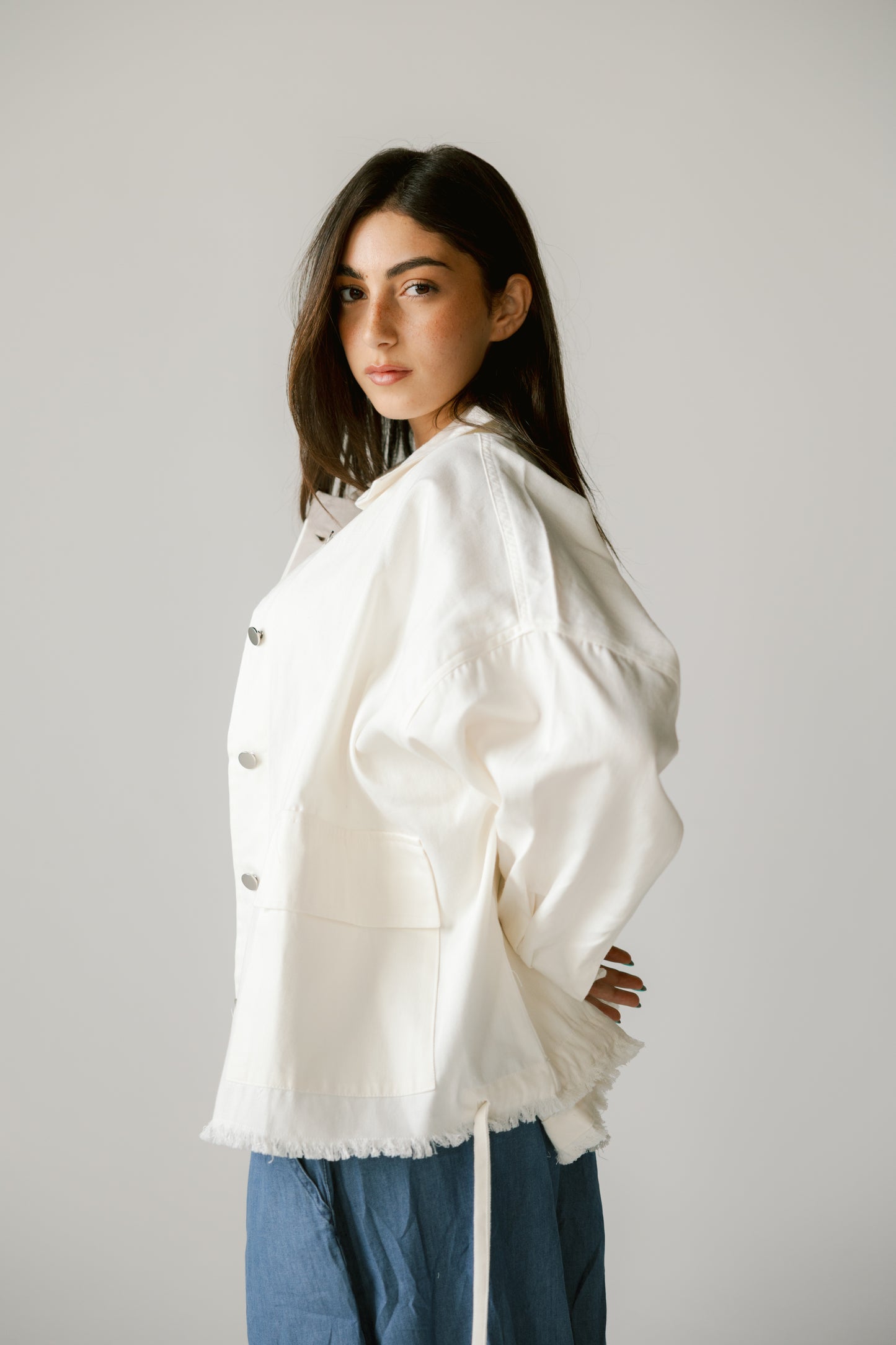 Gabardine jacket in white