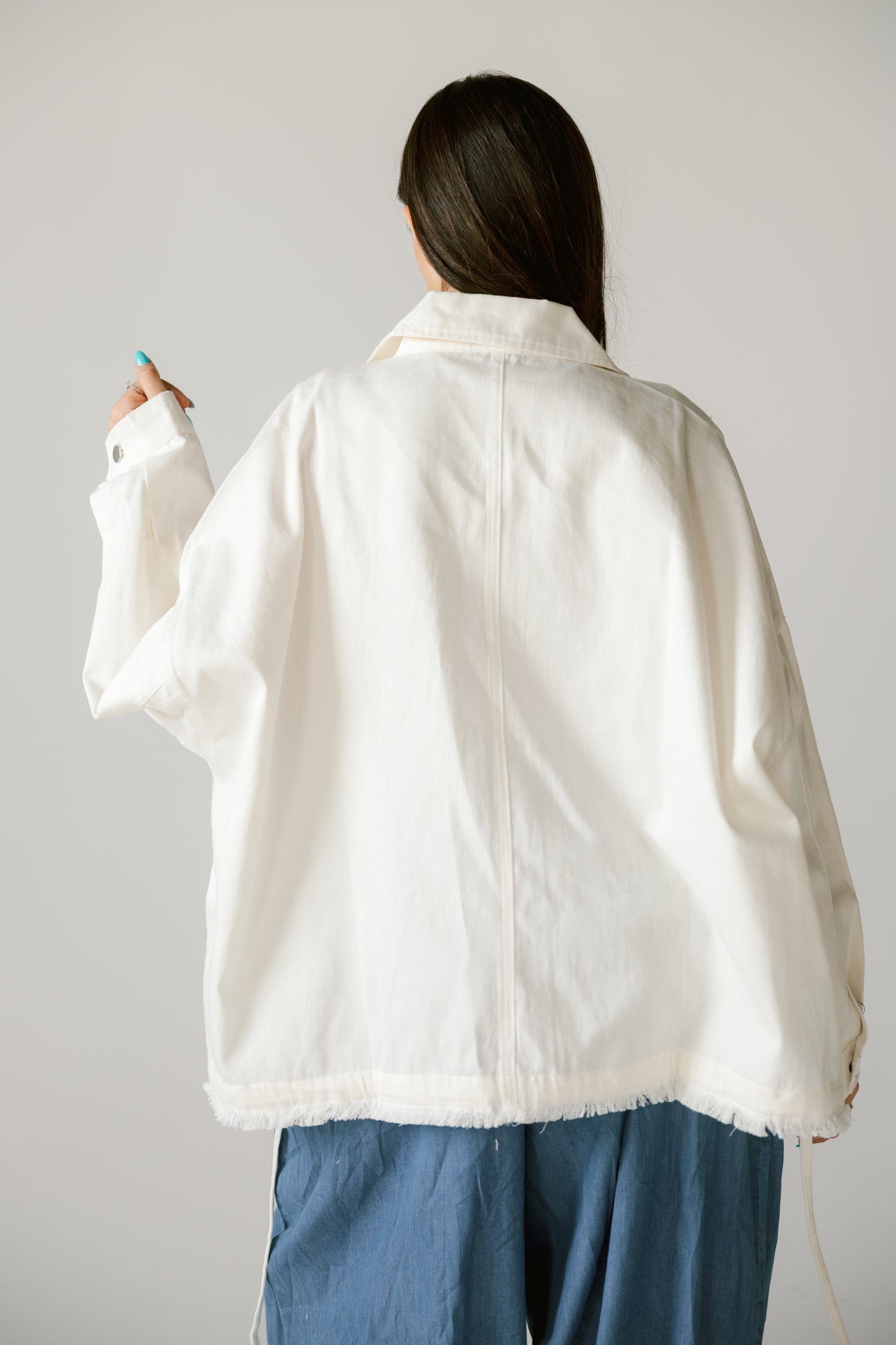 Gabardine jacket in white