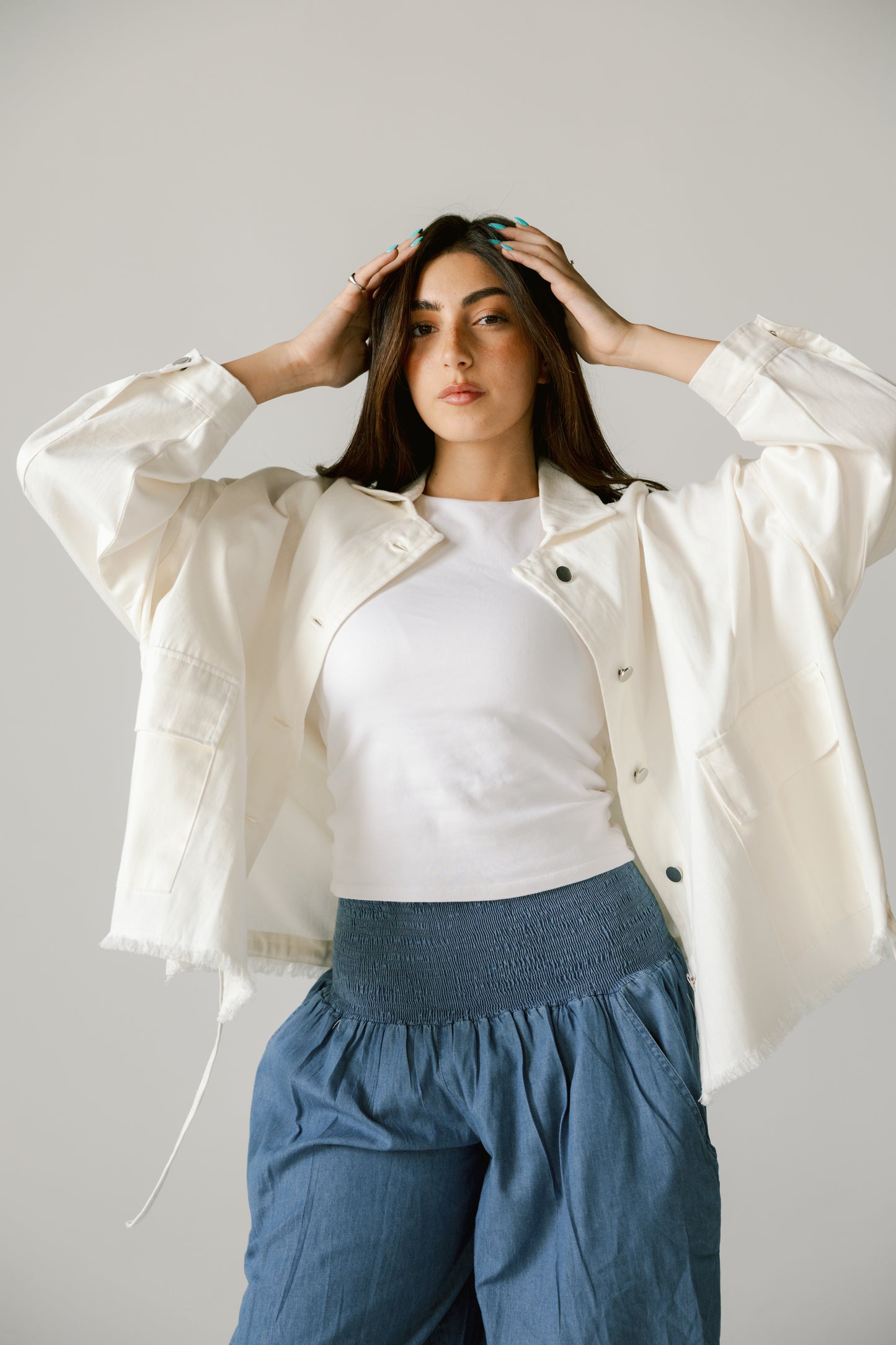 Gabardine jacket in white