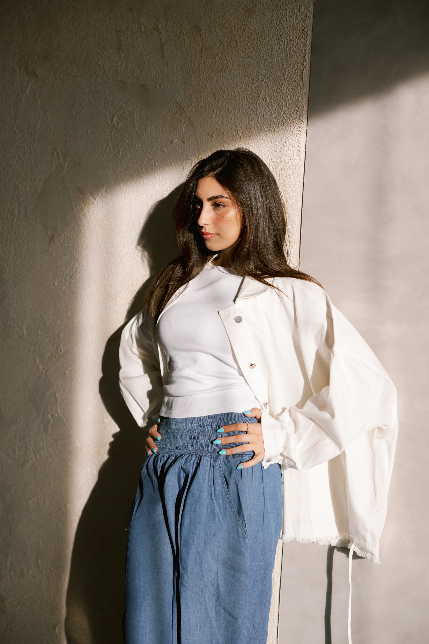 Gabardine jacket in white