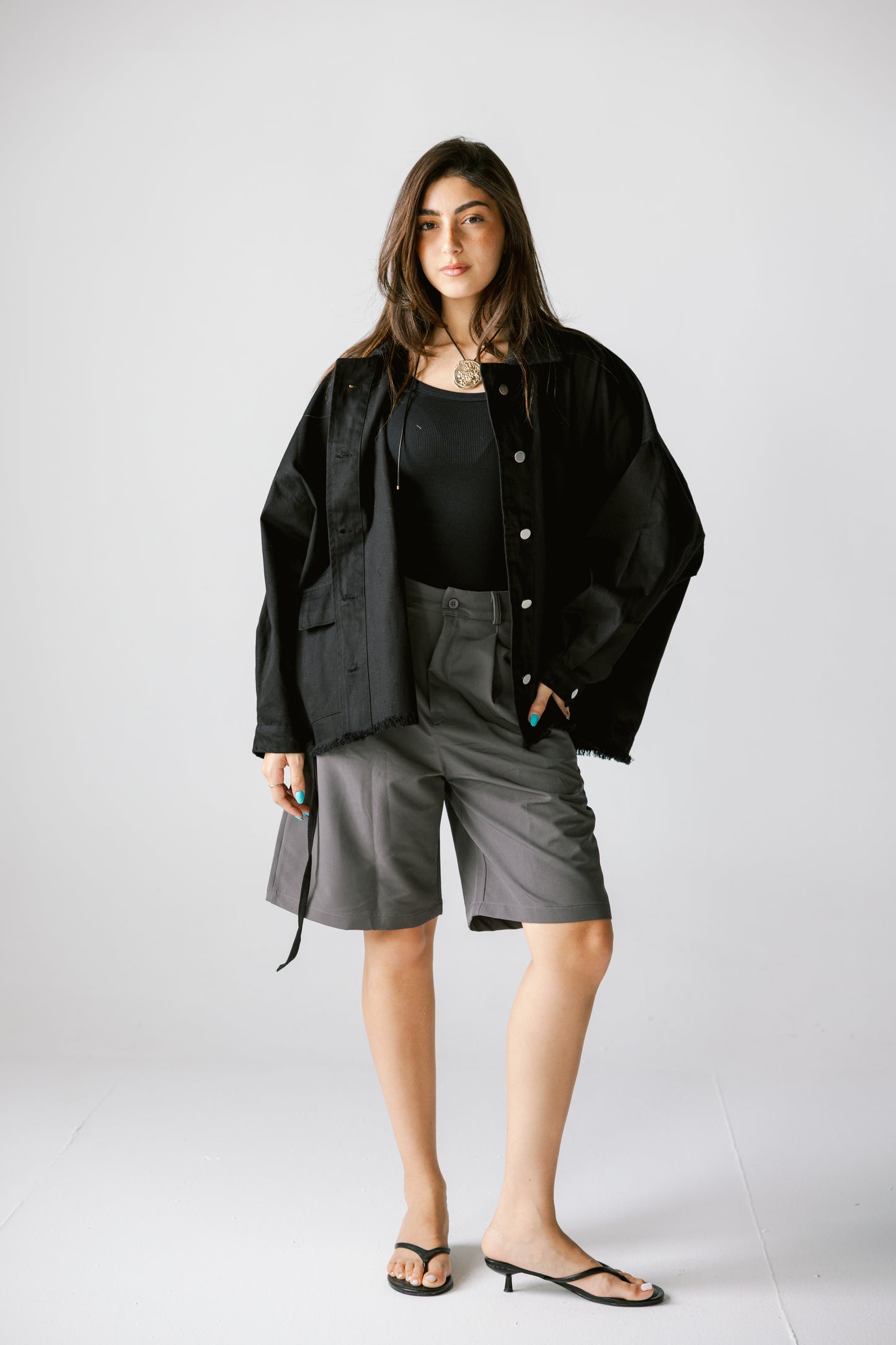 Gabardine jacket in Black