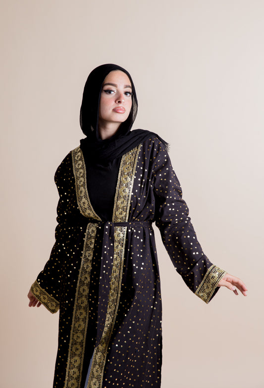Hearts of gold kaftan in black